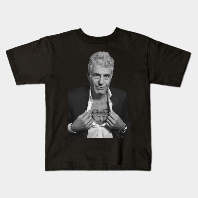 Anthony Bourdain - Vintage Kids T-Shirt by misuwaoda